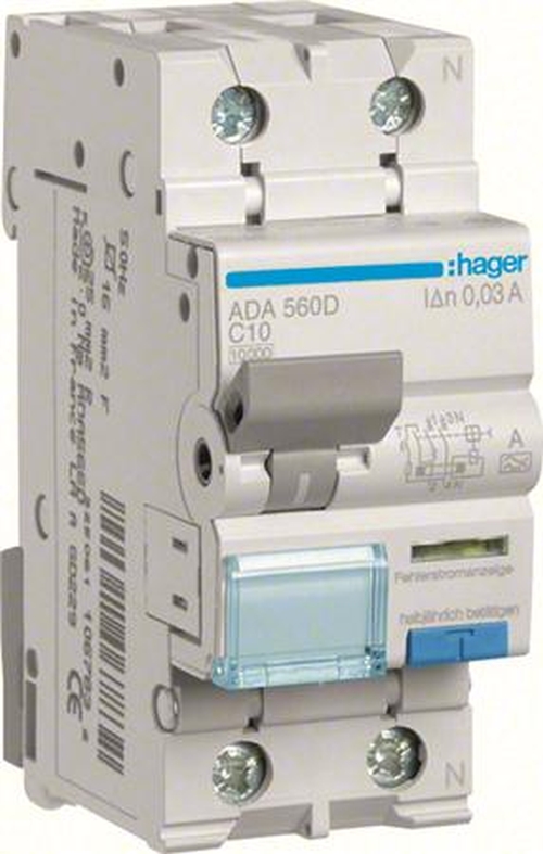 Hager ADA560D FI/LS-Schalter C10A 1P+N 30mA 10kA