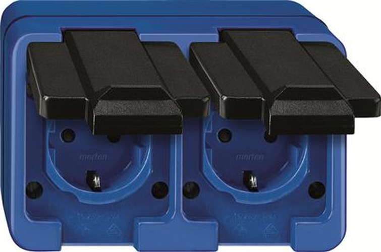 Merten 229275 Doppel-Steckdose Waagerecht Blau Merten 229275 Doppel-Steckdose Waagerecht Blau