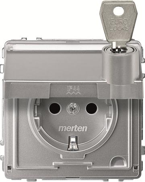 Merten MEG2317-7260 Schuko Steckdosen-Einsatz mit Schloss Gleichschließend Aluminium Merten MEG2317-7260 Schuko Steckdosen-Einsatz mit Schloss Gleichschließend Aluminium
