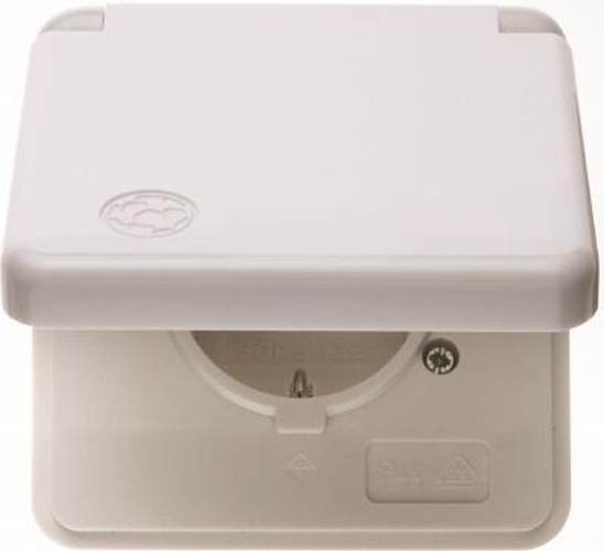 Berker 421109 Steckdose SCHUKO mit Vollplatte und Klappdeckel wg Up IP44 Polarweiß Glänzend