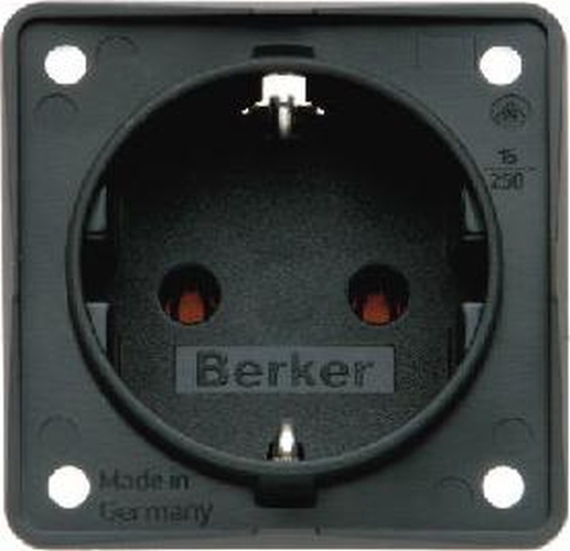 Berker 947782503 Steckdose SCHUKO, mit Steckklemmen, Integro Modul-Einsätze, Schwarz Matt