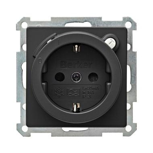 Berker 47086086 Steckdose SCHUKO mit FI-Schutzschalter u. erh.BS Q.1/Q.3 Anthrazit, Samt Berker 47086086 Steckdose SCHUKO mit FI-Schutzschalter u. erh.BS Q.1/Q.3 Anthrazit, Samt