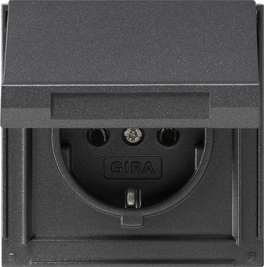 GIRA 445467 Steckdosen-Einsatz mit Klappdeckel Anthrazit GIRA 445467 Steckdosen-Einsatz mit Klappdeckel Anthrazit