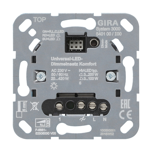 Gira 540100 Uni. LED Dimmer Einsatz Standard System 3000 Gira 540100 Uni. LED Dimmer Einsatz Standard System 3000