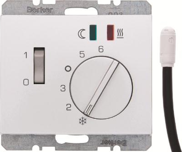 Berker 20347104 Fußbodentemp.-Regler m. Schließer, Z.-Stk., Wippsch., K.5 Edelstahl, Lackiert