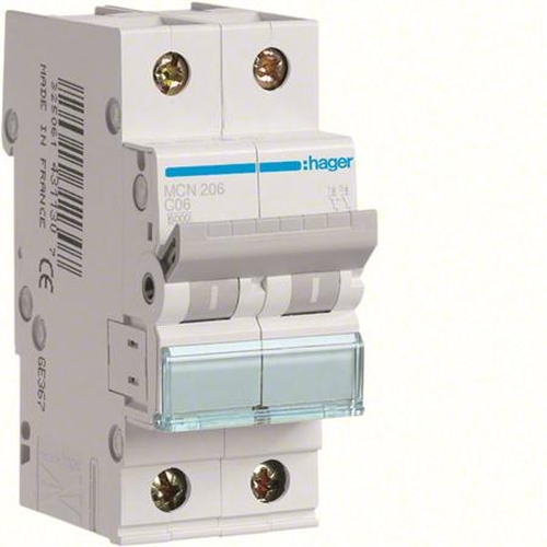 Hager MCN206 Leitungsschutzschalter 2-Polig C6A 6kA