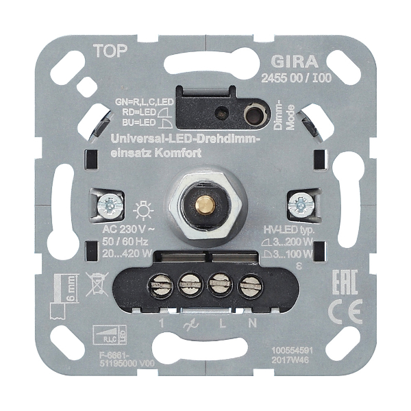 Gira 245500 LED Drehdimmer Einsatz Komfort System 3000