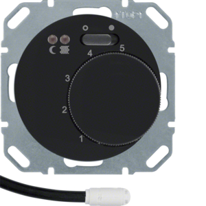Berker 20342045 Fußbodentemp.-Regler m. Schließer, Z.-Stk., Wippsch., R.1/R.3 Schwarz, Glänzend