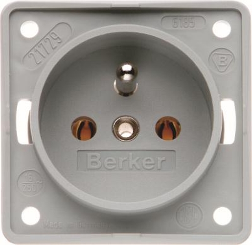 Berker 961852506 Steckdose mit Schutzkontaktstift, Schraubkl., Integro Modul-Einsätze, Grau M. Berker 961852506 Steckdose mit Schutzkontaktstift, Schraubkl., Integro Modul-Einsätze, Grau M.