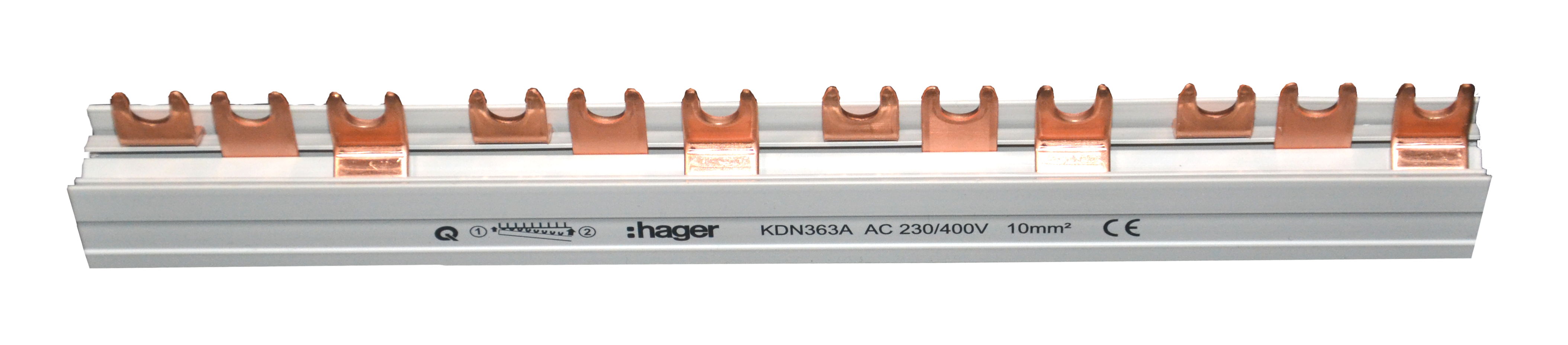 Hager KDN363A Phasenschiene 3-Polig 10mm² 12-Teilig Gabel Hager KDN363A Phasenschiene 3-Polig 10mm² 12-Teilig Gabel