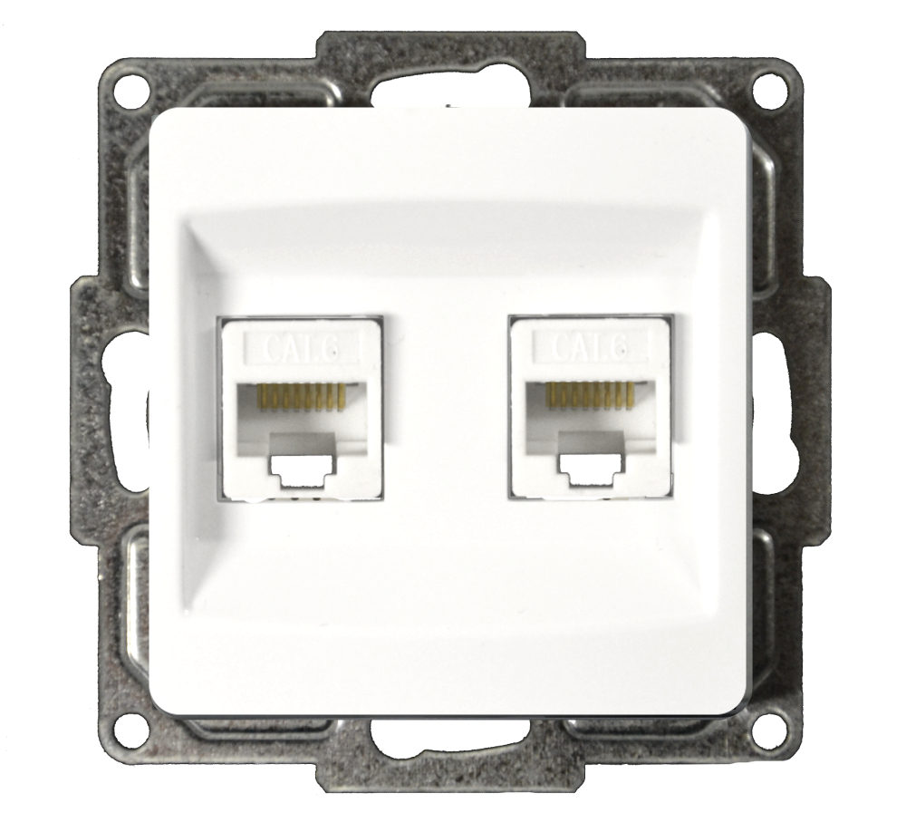 Moderna RJ45 Cat 6 Datendose 2-Fach Alpinweiß Moderna RJ45 Cat 6 Datendose 2-Fach Alpinweiß