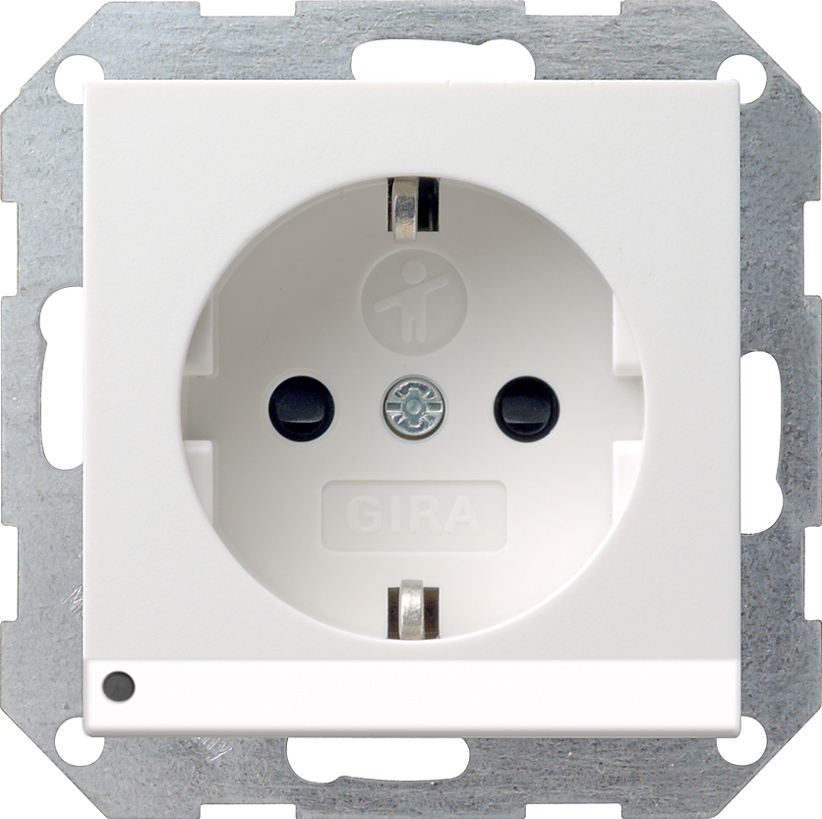 GIRA 417027 Steckdosen-Einsatz mit LED Orientierungslicht Reinweiß-Seidenmatt