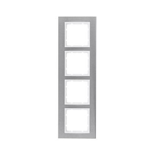 Berker 10143609 Rahmen 4Fach B.7 Edelstahl/Polarweiß Berker 10143609 Rahmen 4Fach B.7 Edelstahl/Polarweiß