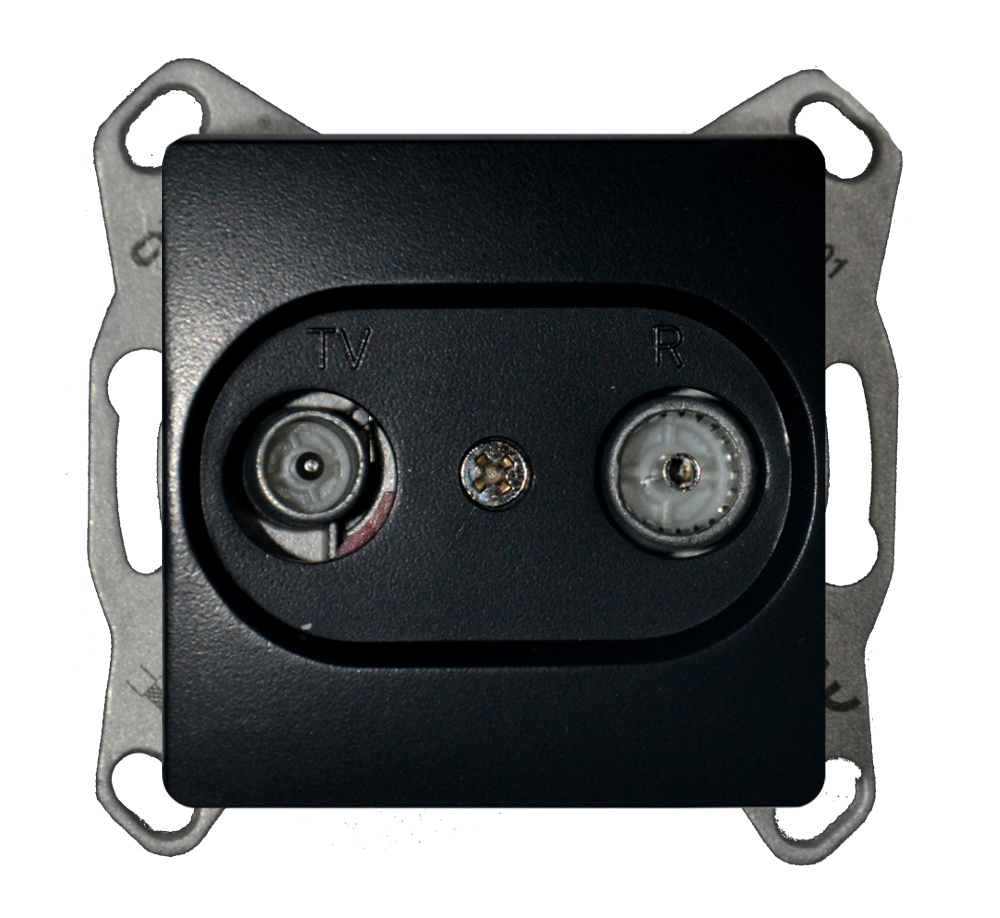 Moderna TV-Radio Durchgangsdose Schwarz Moderna TV-Radio Durchgangsdose Schwarz