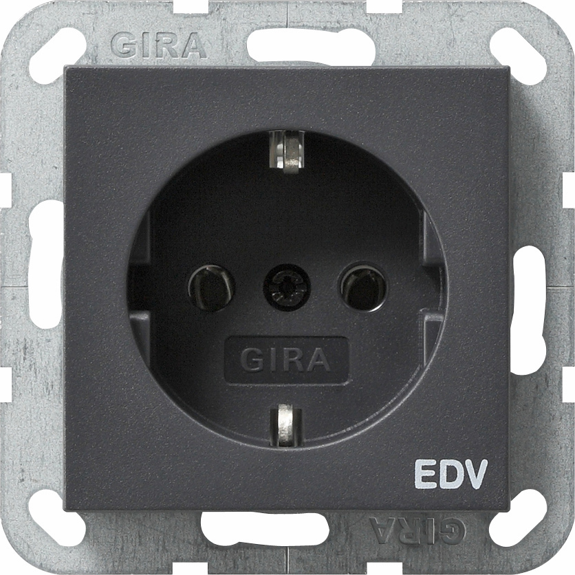 GIRA 445828 Steckdosen-Einsatz mit Aufdruck "EDV" Anthrazit GIRA 445828 Steckdosen-Einsatz mit Aufdruck "EDV" Anthrazit