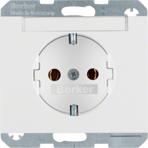 Berker 47397009 Steckdose-SCHUKO mit Beschriftungsfeld K.1 Polarweiß, Glänzend