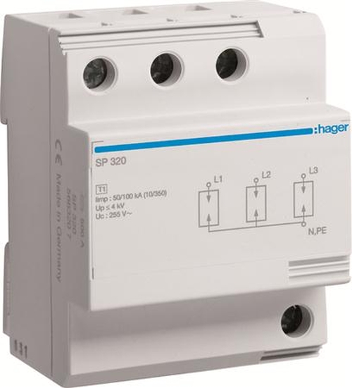 Hager SP320 Blitzstromableiter 2-Polig 100kA TN/TT-System Typ 1