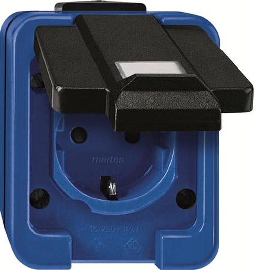 Merten 279091 Schuko-Steckdose mit Informationsfeld Blau Merten 279091 Schuko-Steckdose mit Informationsfeld Blau