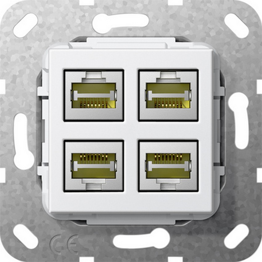 GIRA 569903 Einsatz Modular-Jack Cat6a 4-Fach Schneidklemmtechnik Reinweiß-Glänzend GIRA 569903 Einsatz Modular-Jack Cat6a 4-Fach Schneidklemmtechnik Reinweiß-Glänzend