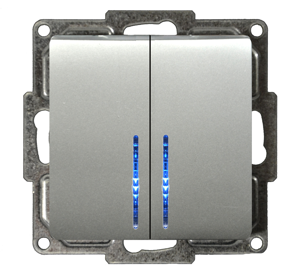 Moderna Serienschalter mit LED Silber Moderna Serienschalter mit LED Silber