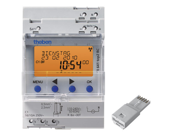 Theben 6410300 TR641 TOP2 RC Digitale Zeitschaltuhr mit Jahres- und Astro-Programm 1-Kanal
