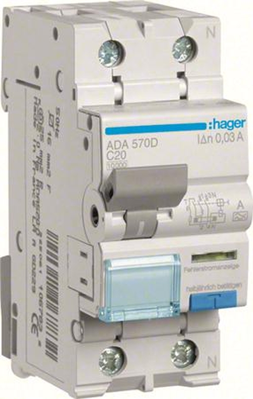 Hager ADA570D FI/LS-Schalter C20A 1P+N 30mA 10kA