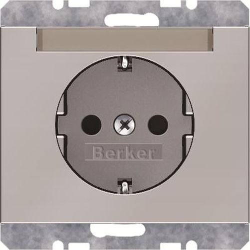 Berker 47387004 Steckdose SCHUKO mit Beschriftungsfeld u. erh.BS K.5 Edelstahl, Lackiert