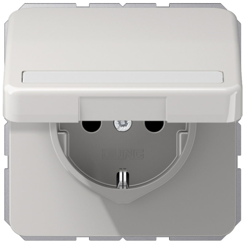 JUNG CD1520BFNAKLLG Steckdosen-Einsatz mit Klappdeckel und Schriftfeld
 Lichtgrau JUNG CD1520BFNAKLLG Steckdosen-Einsatz mit Klappdeckel und Schriftfeld
 Lichtgrau
