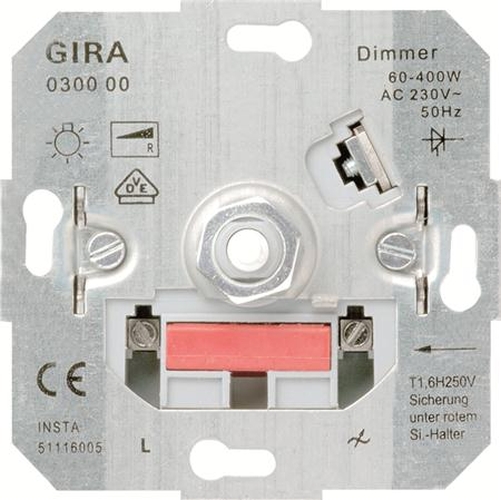 GIRA 030000 Glühlampen Dreh-Dimmer-Einsatz 60-400 W