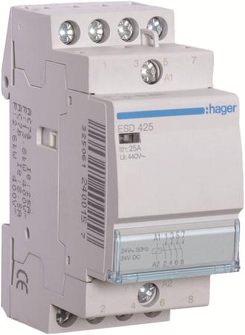 Hager ESD425 Installationsschütze 25A 4 Schließer 24V