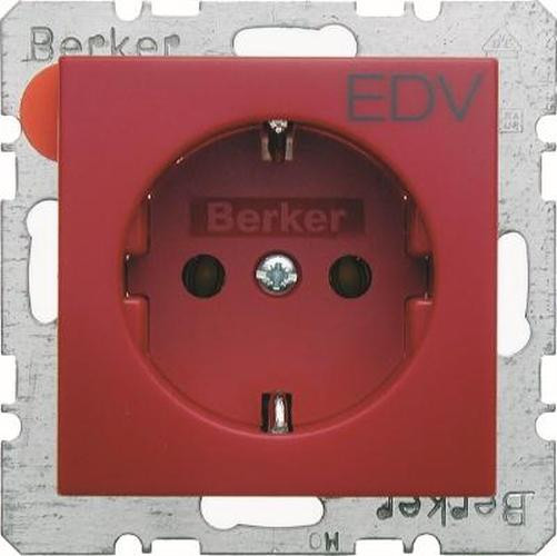 Berker 47438922 Steckdose SCHUKO mit Aufdruck S.1 Rot,Glänzend