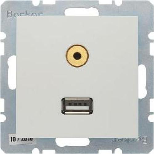Berker 3315391909 USB/3,5 mm Audio Steckdose S.1/B.3/B.7 Polarweiß, Matt