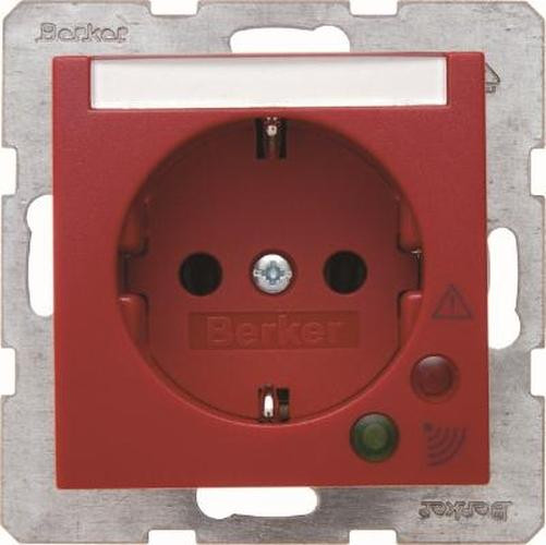 Berker 41081962 Steckdose SCHUKO mit Überspannungsschutz S.1/B.3/B.7 Rot,Matt