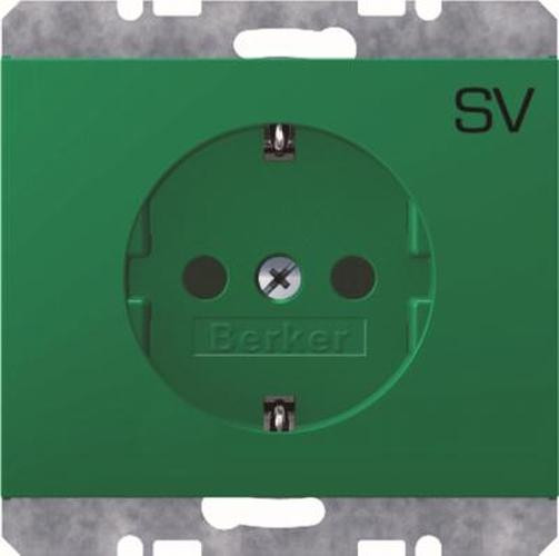 Berker 47157113 Steckdose SCHUKO mit Aufdruck K.1/K.5 Grün, Glänzend