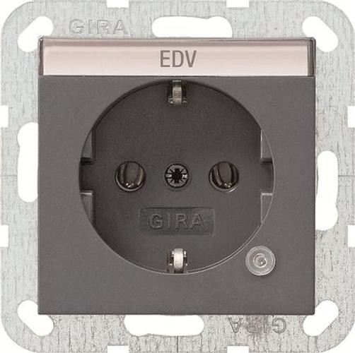 GIRA 045228 Steckdosen-Einsatz mit Kontrolllicht und Beschriftungsfeld Anthrazit