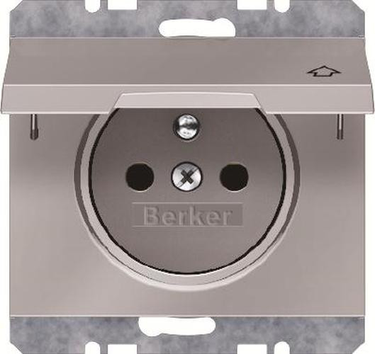 Berker 6765777104 Steckdose mit Schutzkontaktstift und Klappdeckel K.5 Edelstahl Rostfrei