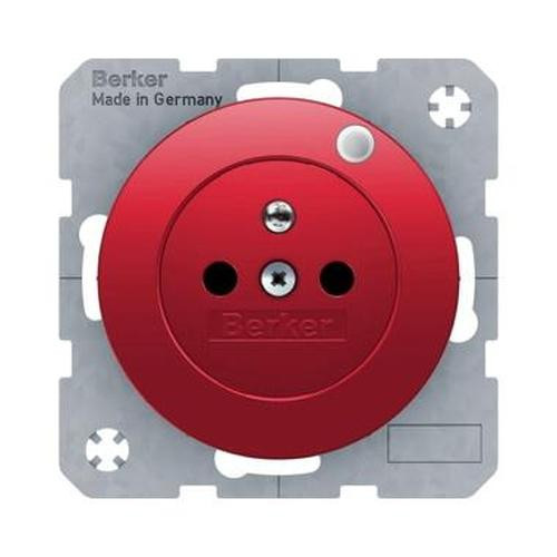 Berker 6765092022 Steckdose mit Schutzkontaktstift und Kontroll-LED R.1/R.3 Rot, Glänzend