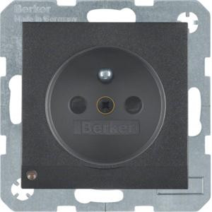 Berker 6765101606 Steckdose mit Schutzkontaktstift und LED-Orientierungslicht B.x Anthrazit, Matt