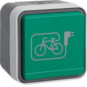 Berker 47403533 Steckdose SCHUKO mit grünem Klappdeckel und Symbol E-Bike AP W.1 Grau