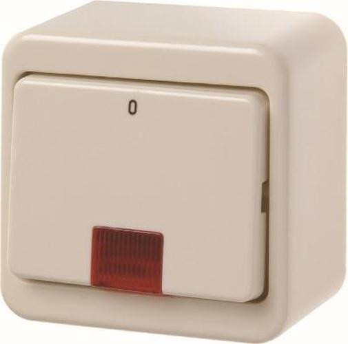 Berker 301240 Kontroll-Wippschalter mit roter Linse Aufputz Weiß, Glänzend