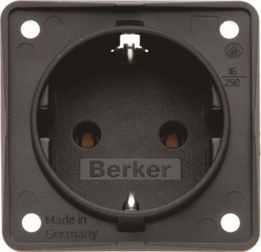 Berker 941852505 Steckdose SCHUKO, mit Schraubklemmen, Integro Modul-Einsätze, Anthrazit M.