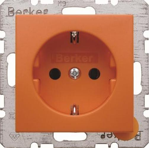 Berker 47238914 Steckdose SCHUKO mit erhöhtem Berührungsschutz S.1/B.3/B.7 Orange, Glänzend