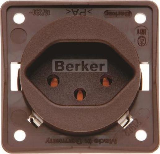 Berker 962492501 Steckdose m. Schutzkontakt SCHWEIZ Typ 13, S.-kl., Int. Mod.-Eins., Braun M.