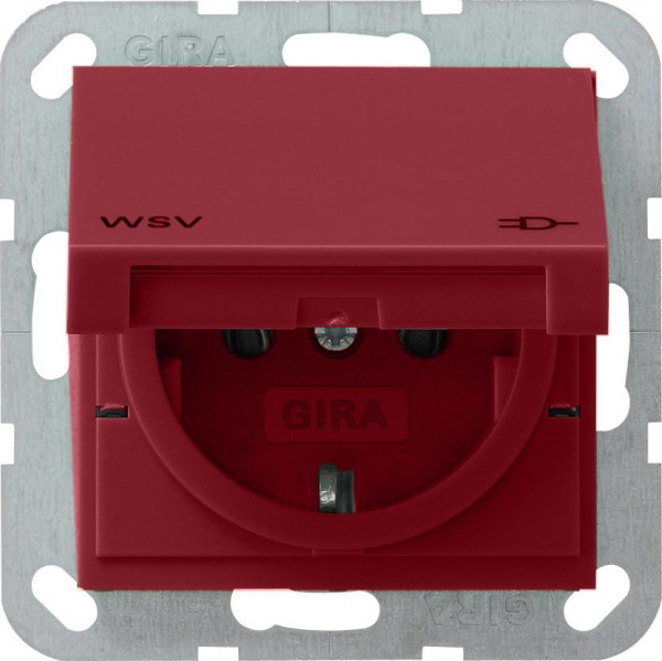 GIRA 010402 Steckdosen-Einsatz mit Klappdeckel "WSV" Rot-Glänzend