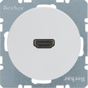 Berker 3315432089 High Definition Steckdose mit 90°-Steckanschluss R.1/R.3 Polarweiß, Glänzend