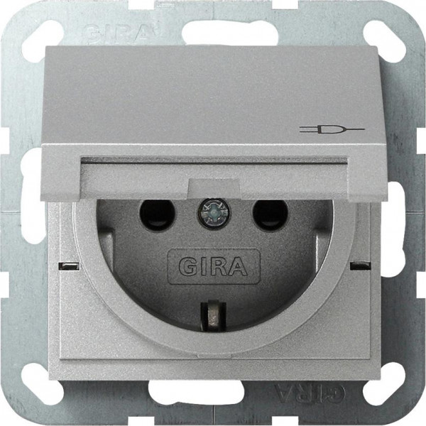 GIRA 041426 Steckdosen-Einsatz mit Klappdeckel und EBS Farbe-Alu