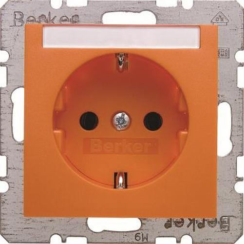 Berker 47508907 Steckdose SCHUKO mit Beschriftungsfeld S.1 Orange, Glänzend