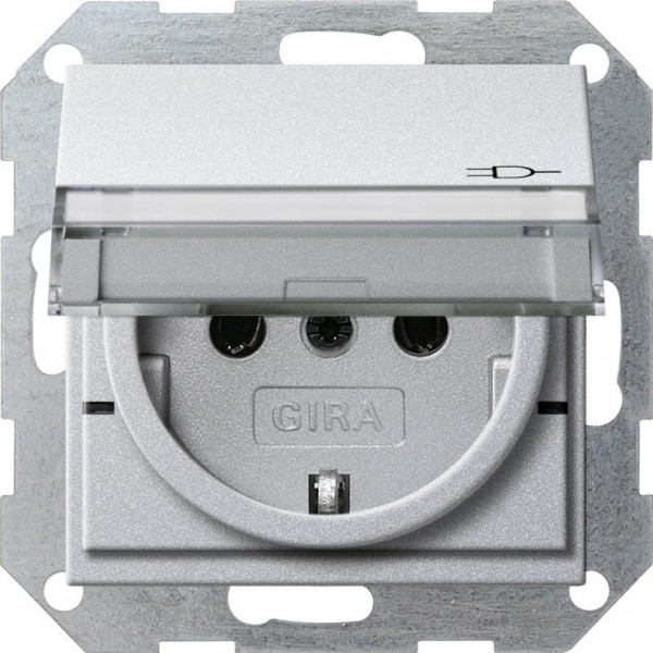 GIRA 276226 Steckdosen-Einsatz mit Klappdeckel,Beschriftungsfeld und EBS Farbe-Alu