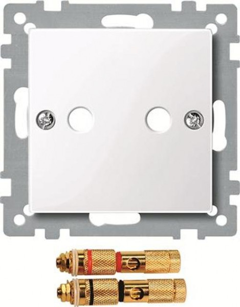 Merten 468825 Zentralplatte mit High-End Lautsprecher-Steckverbinder Aktivweiß-Glänzend