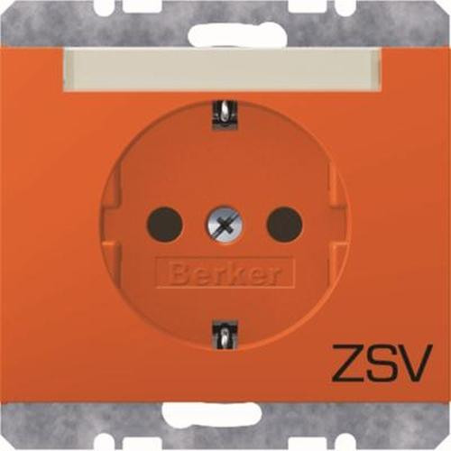 Berker 47397114 Steckdose SCHUKO mit Beschriftungsfeld und Aufdruck K.1/K.5 Orange, Glänzend